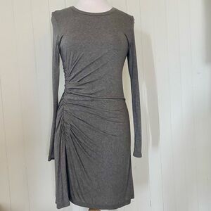 NWT A.L.C. L Charcoal Gray Long Sleeve Knit Ruched Dress